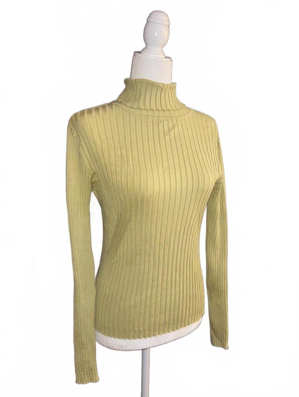 vintage Mythology ribbed turtleneck sweater in a chartreuse/lime green shade